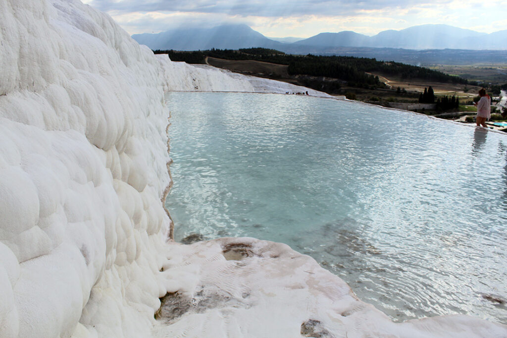 azure water in the travertines of Pamukkale