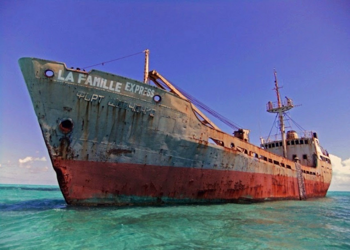 The ship Fort-Shevchenko (La Famille Express) in the Caribbean Sea